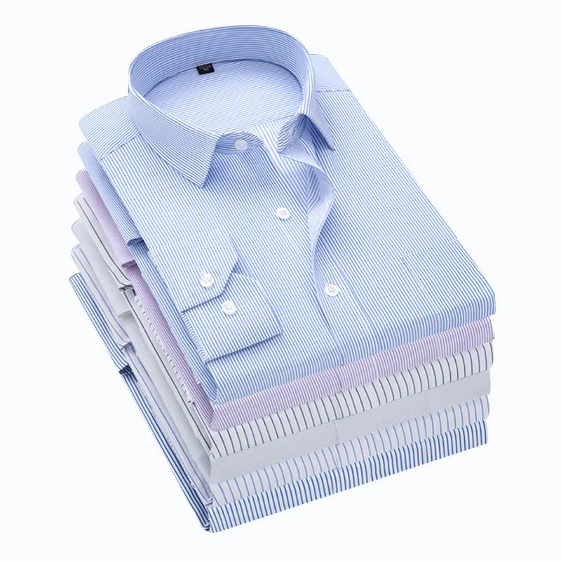 RNSHANGER Autumn New Stripe Business Casual Shirts for Men Fashionable Long Sleeve No-iron Anti-wrinkle Formal Shirts