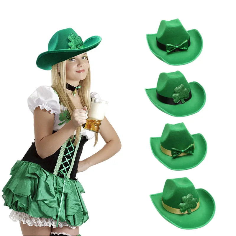 Best Selling Handmade Eco-friendly St. Patrick's Day Party Decorations Irish Clover Felt Top Hat in Green 38*27*14CM