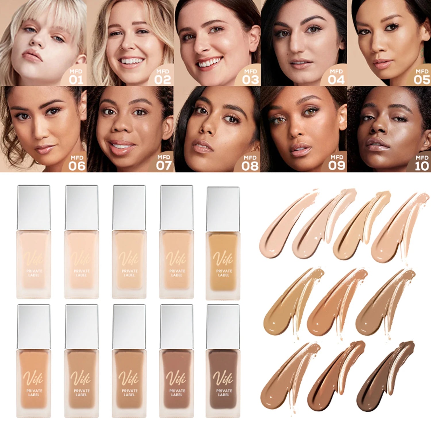 Long-Lasting Vegan Cream Liquid Foundation for Dark Skin Tone Oil-Free Sunscreen Whitening Concealer Mineral Ingredient