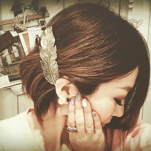 New Alloy Vintage Hair Clip Feather Leaf Shape Barrette Metal Hairpins for Women Lady Headwear Hair Accessories