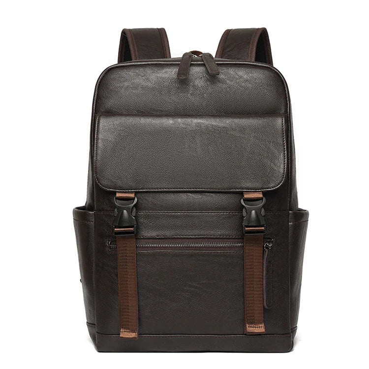Hot Sale China Wholesale Pu Leather Durable Fashion Simple Travel Waterproof Laptop Backpack Zipper Closure USB Port Polyester