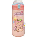 Madou 20oz Kawaii Kids Water Cup with Portable Handle Leakproof Straws Bouncing Pea Water Bottle for Camping