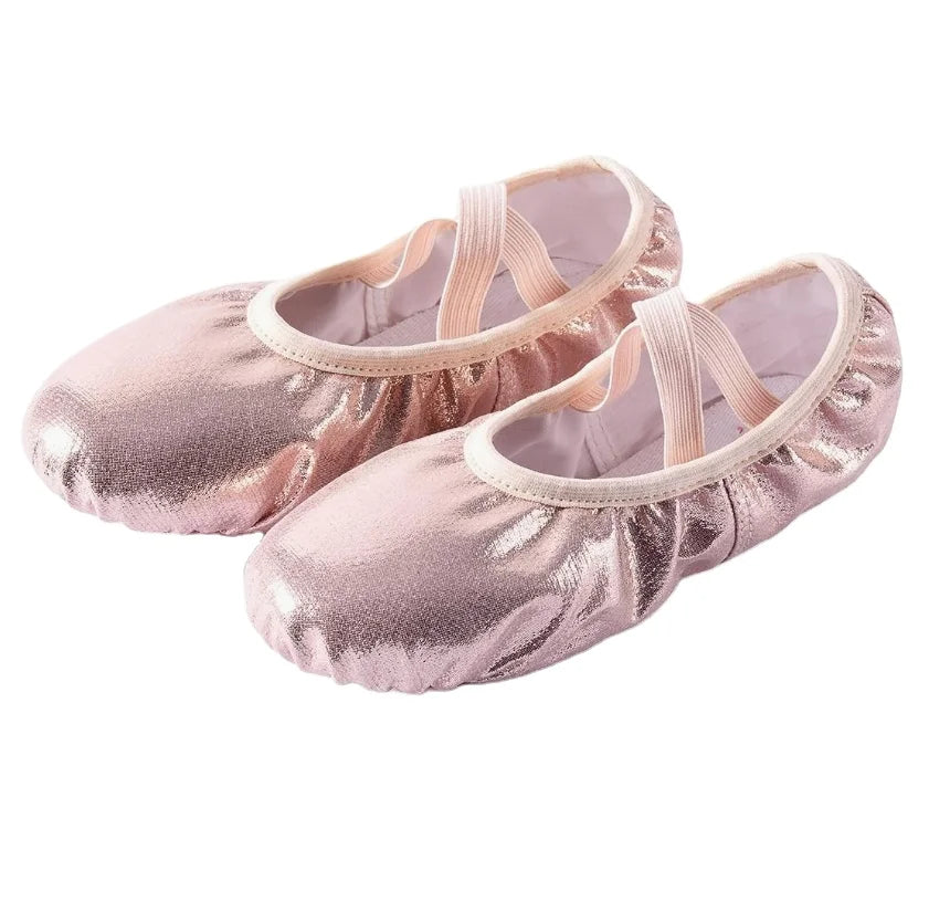 Pink Leather Girls Ballet Shoes Soft No Strings Ballet Dance Slipper Suitable for Practice Dance of Ballerina