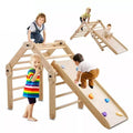 Wooden Kids Rocking Climbing Gym Frame Indoor Triangle Ramp Preschool Exercise Equipment Playground Toys