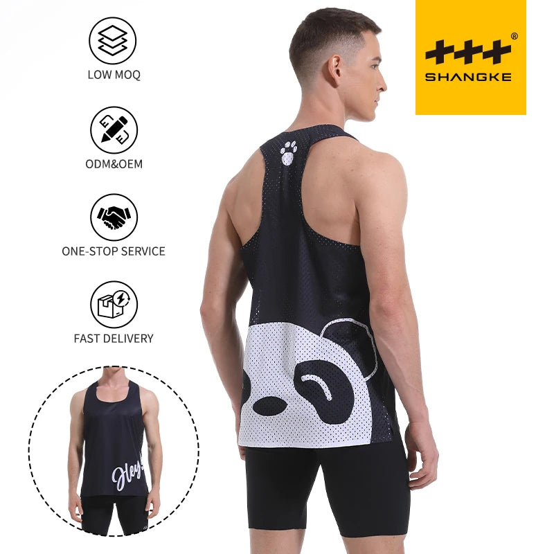 Custom Seamless Gym Training Running Singlet Lightweight Marathon Tank Top Breathable Mesh Workout Sleeveless Shirt