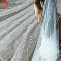 Custom Made 3D Embroidered Big Small Pearl Ivory White 3M Wide Soft Tulle Fabric for Bridal Wedding Veil