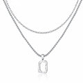 Double Titanium Steel Geometric Necklace with Irregular Hollow Square Fashion Pendant Trendy Stainless Steel Jewelry