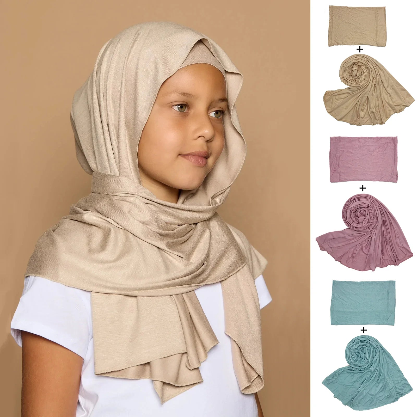 Wholesale Hijab Supplier 170*55cm Plain Wraps Shawls Modal Muslim Women Scarves With Matching Undercap Cotton Jersey Hijab Sets