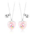 Best Friend Jewelry for Girl Cute Unicorn Enamel BFF Necklace 2Pcs/Set Horse Heart Design BFF Necklace for Children