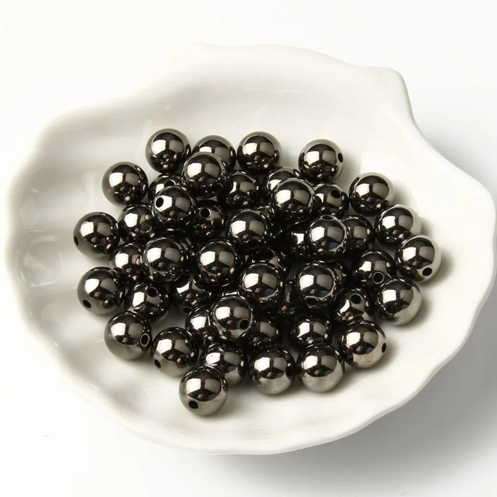 Wholesale KUOYU Brand Round 3/4/6/8/10/12MM Black CCB Plastic Loose Spacer Beads China for Jewelry Making