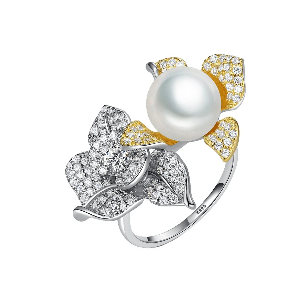 CZCITY Creative Sterling Silver Sterling Silver Ring Sterling Silver Elegant Double Gold Plated Women Finger Rings