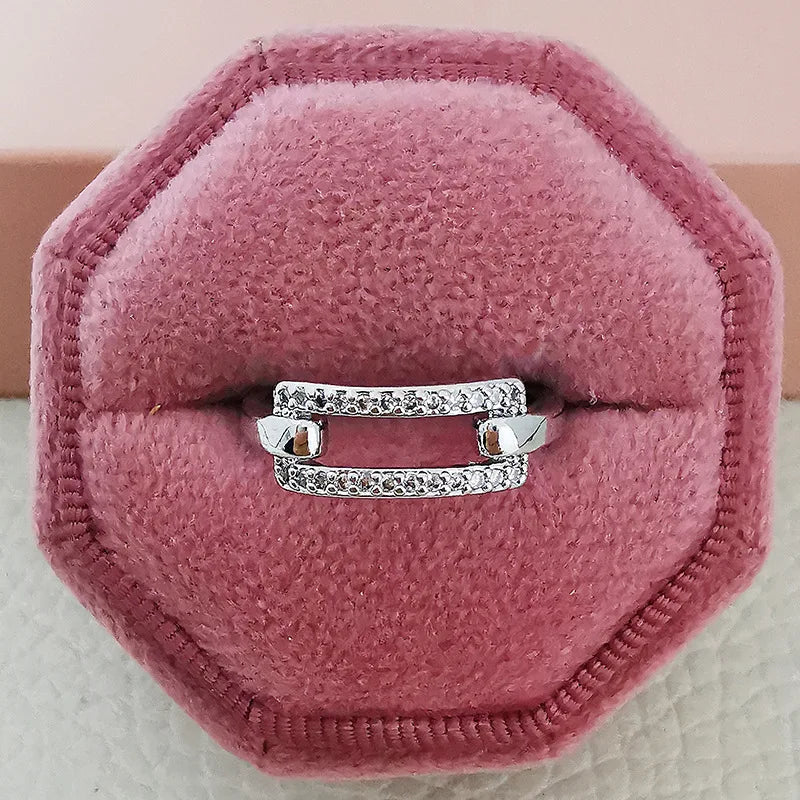 Delicate Zircon Double-Layer Ring for Women - Minimalist Style Fashionable Korean Version Personality Internet Celebrity Ring