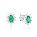 925 Sterling Silver Classic Elegant Cubic Zircon Stud Earring Bling Diamond Lab Grown Emerald Gemstone Stud Earrings for Women