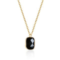 Charm Trendy Square Shape Single Rare Stone Green Black Crystal Pendant Necklace for Wedding Engagement Party Anniversary