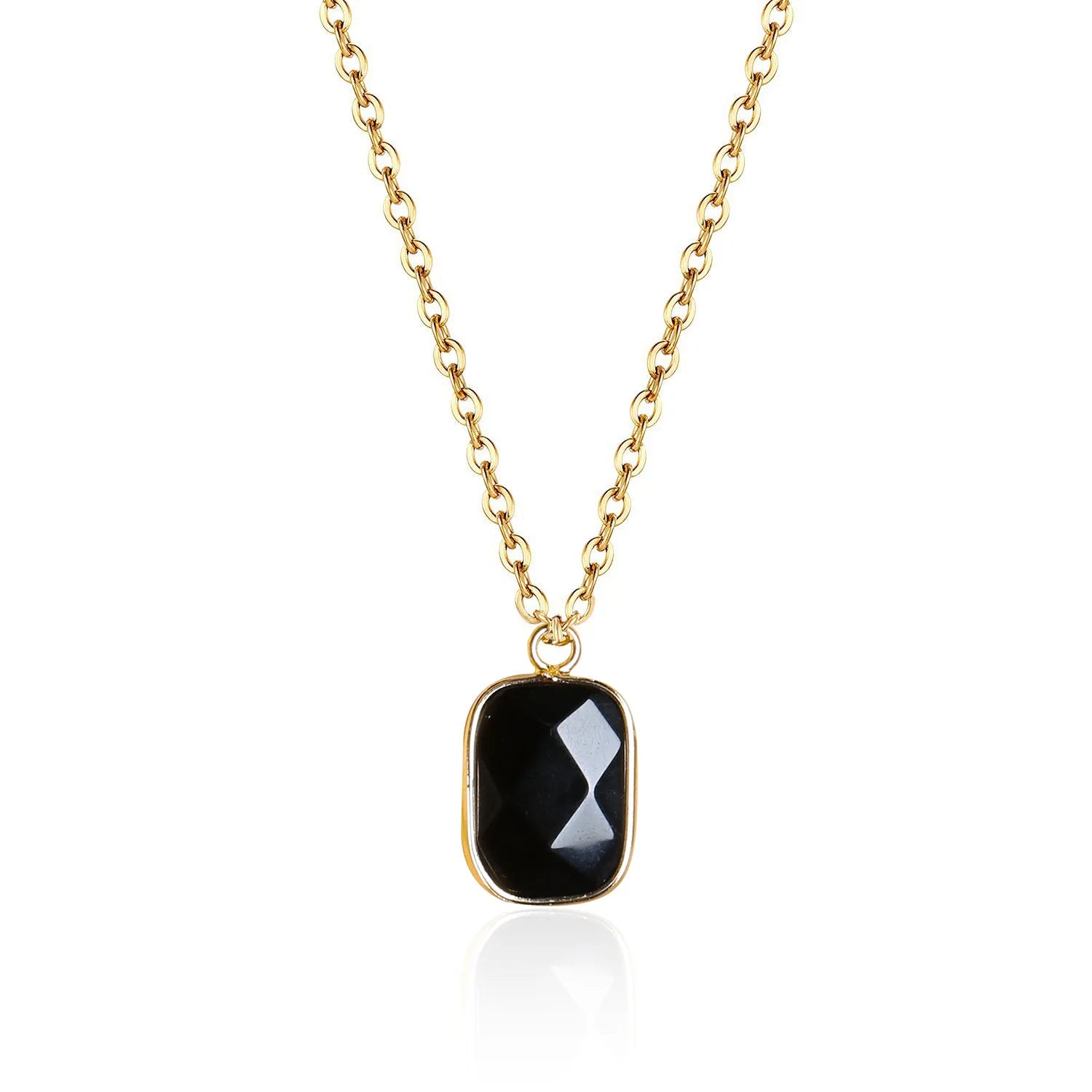 Charm Trendy Square Shape Single Rare Stone Green Black Crystal Pendant Necklace for Wedding Engagement Party Anniversary