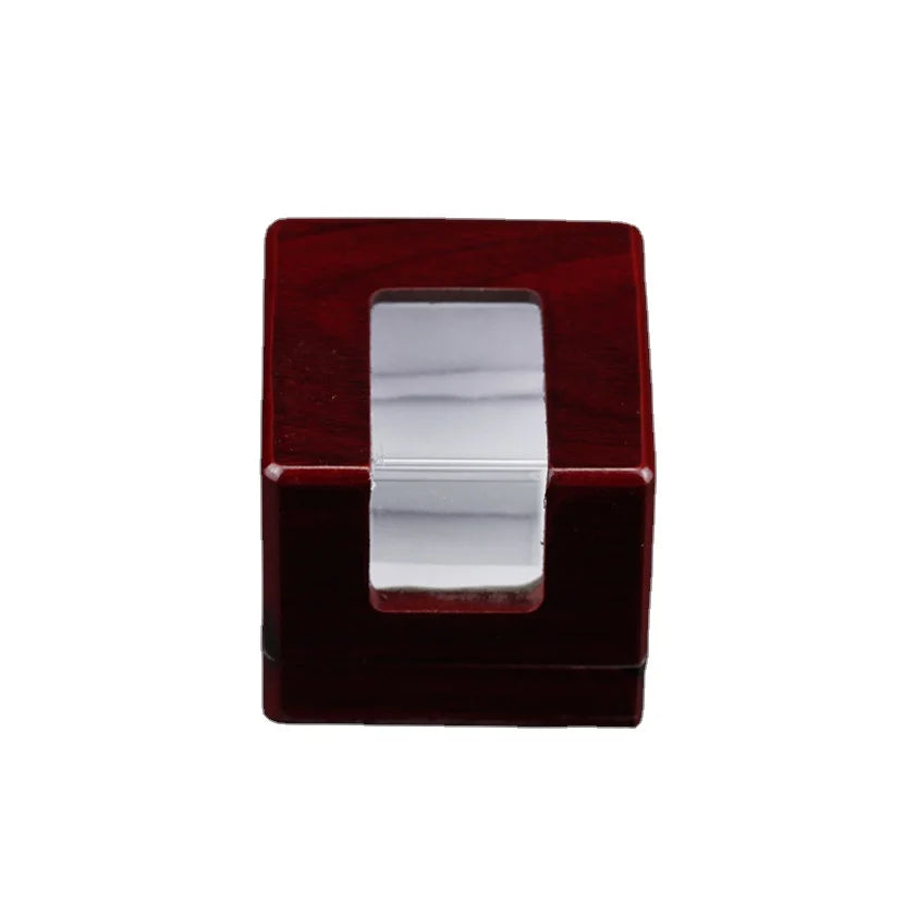 With Transparent Acrylic Window Hockey Football Basketball Baseball Champions Ring Display Wooden Box