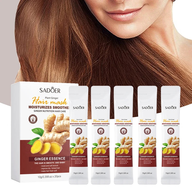 SADOER Travel Size Ginger Hair Mask Nourishing Repairing Smoothing Natural Herbal Hair Care Cream Hair Conditioner