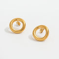 JOOLIM  High End 18K Gold Plated Circle Stud Earrings Stainless Steel Earrings for Women