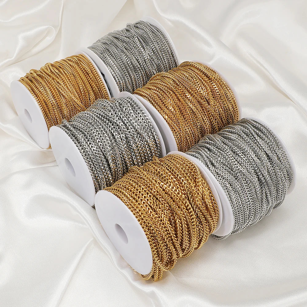 Handmade Wholesale Stainless Steel 2.5mm 3mm 4mm Chains 18k Gold Plated Chain DIY Jewelry Making Necklace Findings