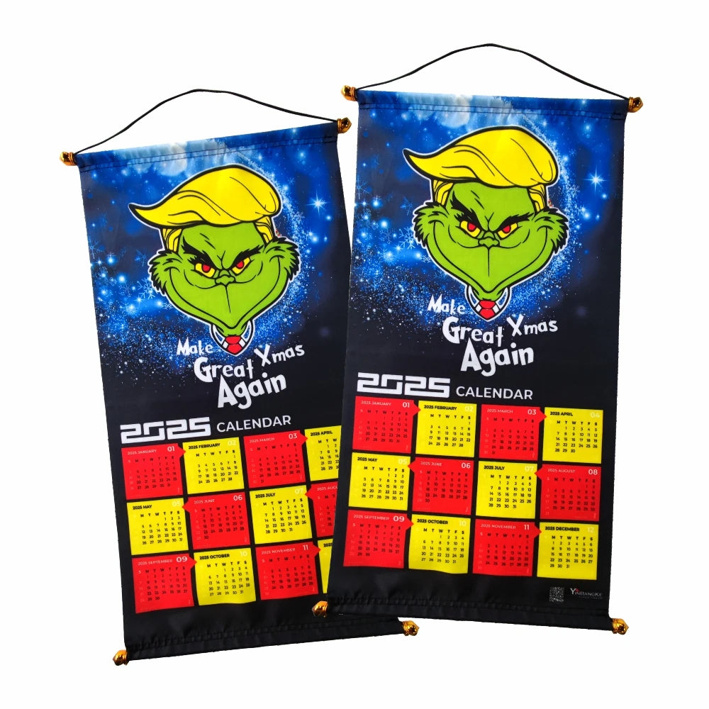 Custom Design Fast Delivery Hanging Scroll Poster of Annual Calendar With Plastic/ Aluminium Rod Wall Scroll