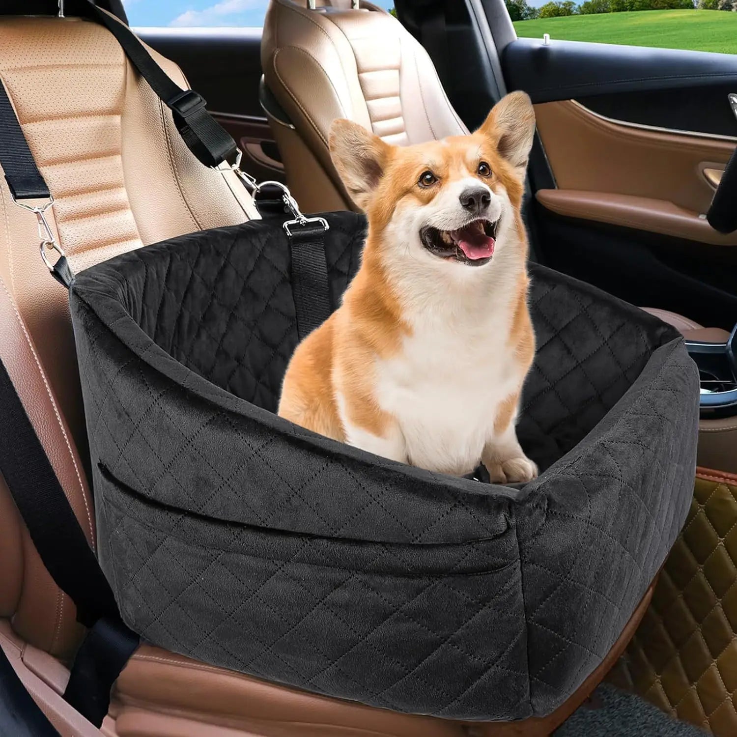 Luxury Waterproof Dog Car Seat Cover Medium Large Dogs Cars Trucks SUVs Features Oxford Material Belt Closure Protects Scratches