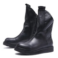 Autumn Winter Light Luxury Zipper Boots Mid-Calf Original Retro First Layer Cowhide Thick Sole for Boots Men's Head Composite