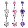 Basic 316L Stainless Steel Gold Four-Pronged Belly Ring Cubic Zirconia Navel Ring Body Jewelry for Children's Weddings Certified