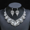 Hot Sale New Retro Trendy Flowers Shape Luxury Women Bridal Wedding Necklace Earrings Fine Jewelry Set
