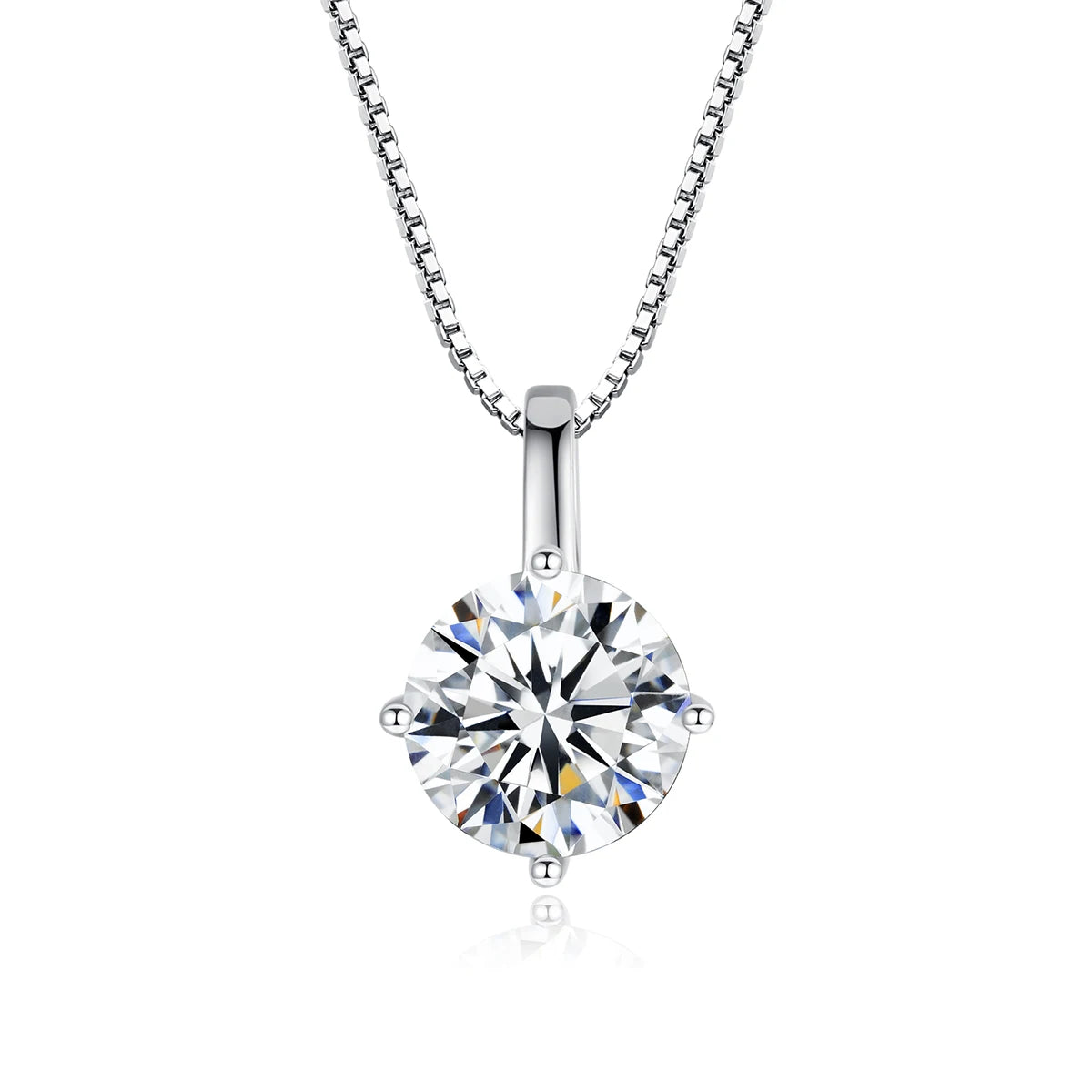 CZCITY 925 Sterling Silver Trendy Necklace Round 1CT Moissanite Diamond Necklace Wedding Jewelry