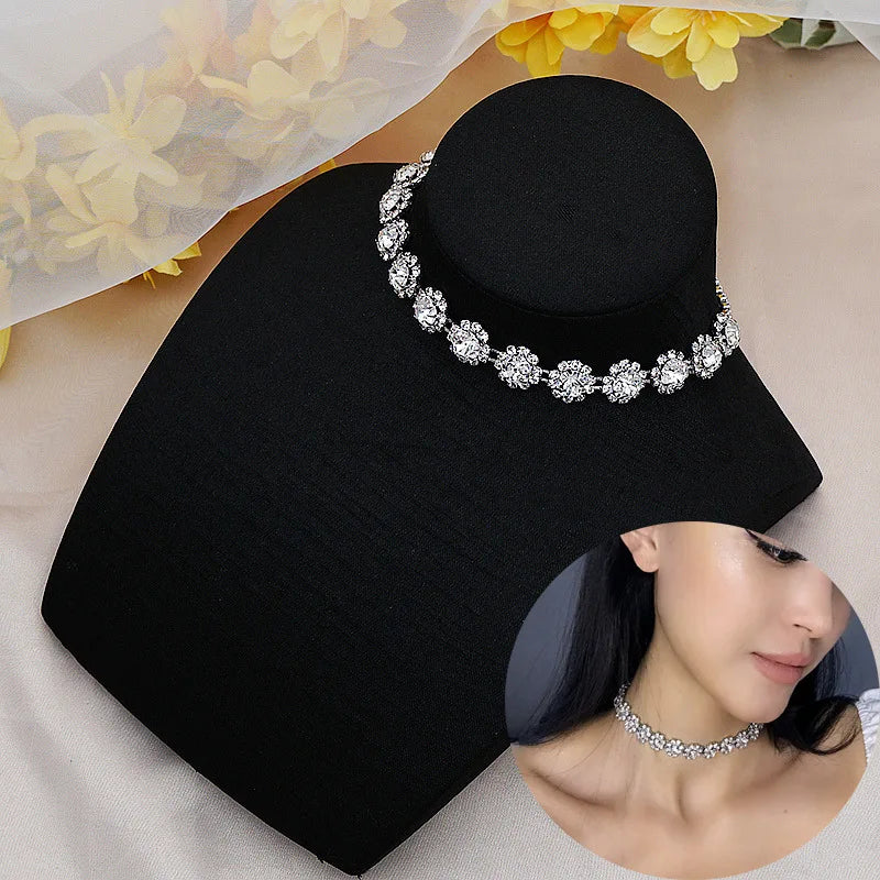 Luxury Fashion Rhinestone Choker Women's Necklace Full Diamonds Short Neck Chain Sexy Wild Clavicle Chain Jewelry Women