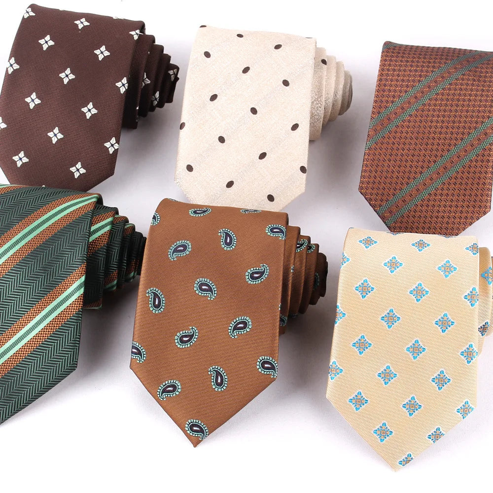 Men's Paisley Necktie Casual Fashion 8cm Coffee Maillard Series Color Woven Tie Wedding Suit Accessories