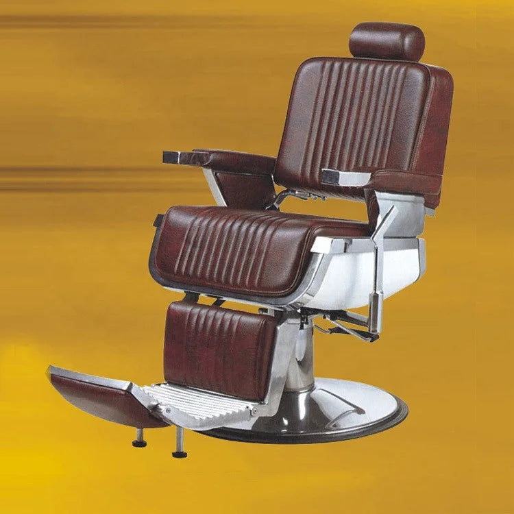 Kisen Luxury Brown Hairdressing Adult Shaving Barber Shop Chair Rotation Function Barbershop Equipment Beauty Hair Salon Chair