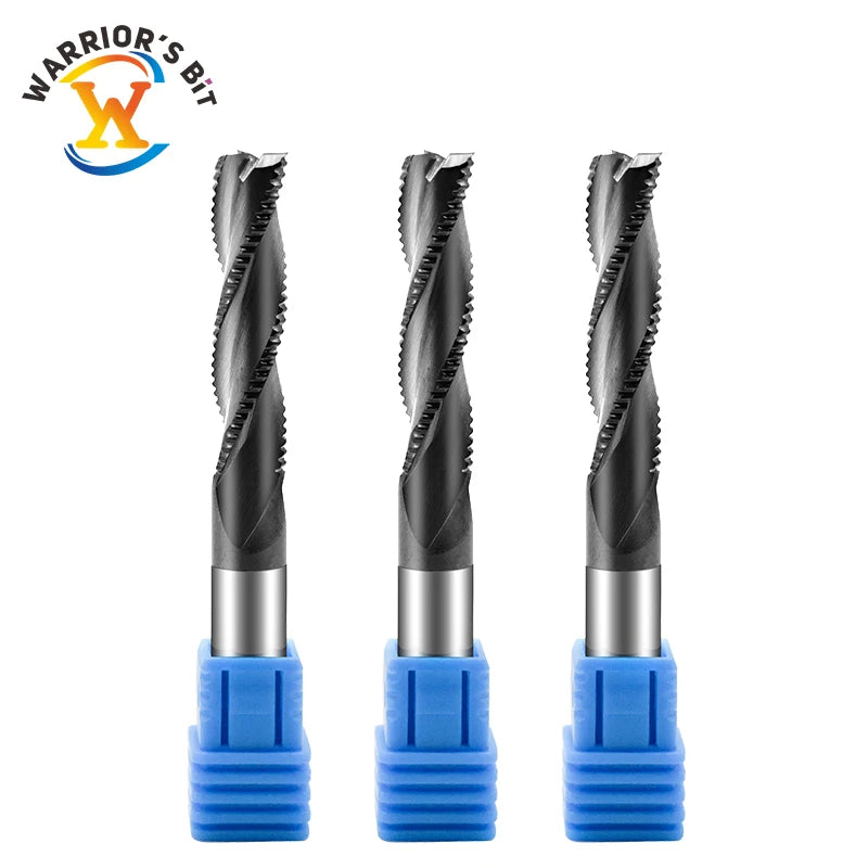Solid Carbide Spiral Cut Milling Cutter 3-Flutes Chipbreaker Rougher CNC Router 6mm 8mm Shank Diameters Coated Wood Tools OEM