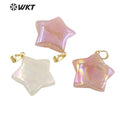 WT-P1822 Fashion Adorable Petite pink and White Star Pendant Girls Necklace Pendant 18k Gold Plated Natural Quartz Pendant