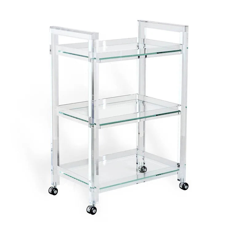 Modern Acrylic Trolley for Home Bar Gym Living Room Hotel Room Service-for Dining Tea Kitchen Cosmetic Hospital Food Wine Cellar