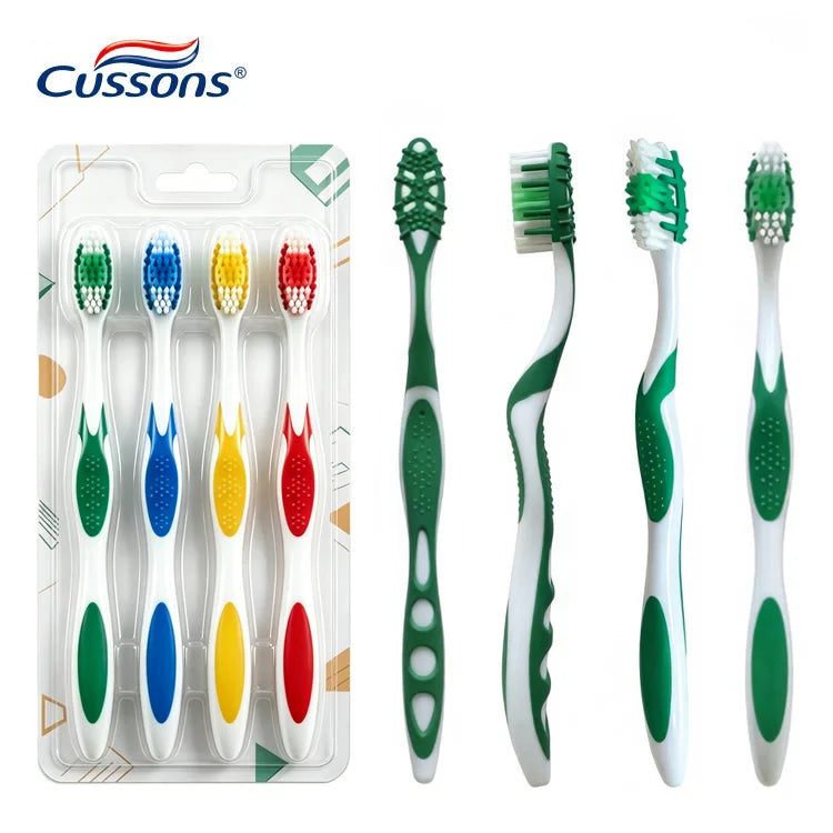 Family Pack Toothbrush Assorted Colors Medium Soft Bristles Deep Cleaning Non-slip Grip Handle for Oral Care Tooth Brush Set