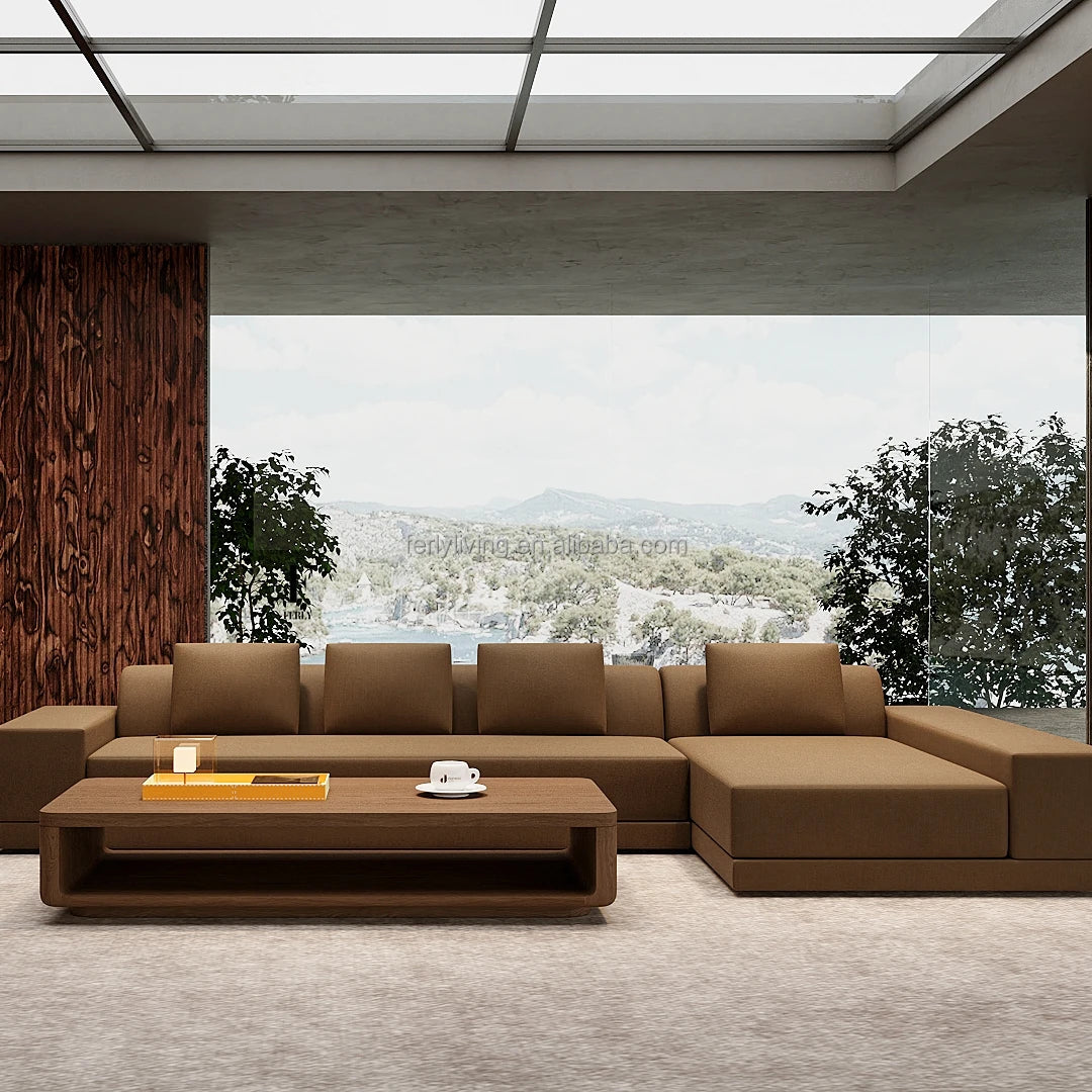 FERLY Modern Comforts Complete Living Room Furniture Set Wide-Arm Leftarm Sofa Chaise Sectional for Apartment Mall or Hotel
