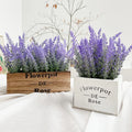 Artificial Lavender Plant Wooden Flowers Pot Rustic Farmhouse Table Stand Decor PE Material Floor Home Garden Use Flower