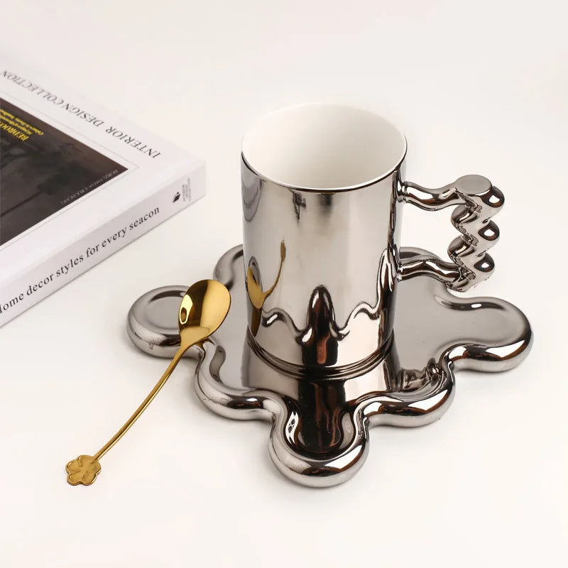 Hot Sale Large Capacity Cafe Cup Tea Cup and Saucer Set Coffee Cup Set