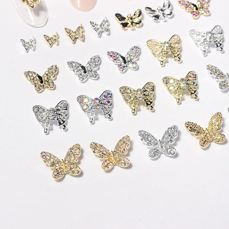 New Nail Butterfly Jewelry Mini 3D Metal Nail Accessories Nail Rhinestones Decoration Jewelry Accessories