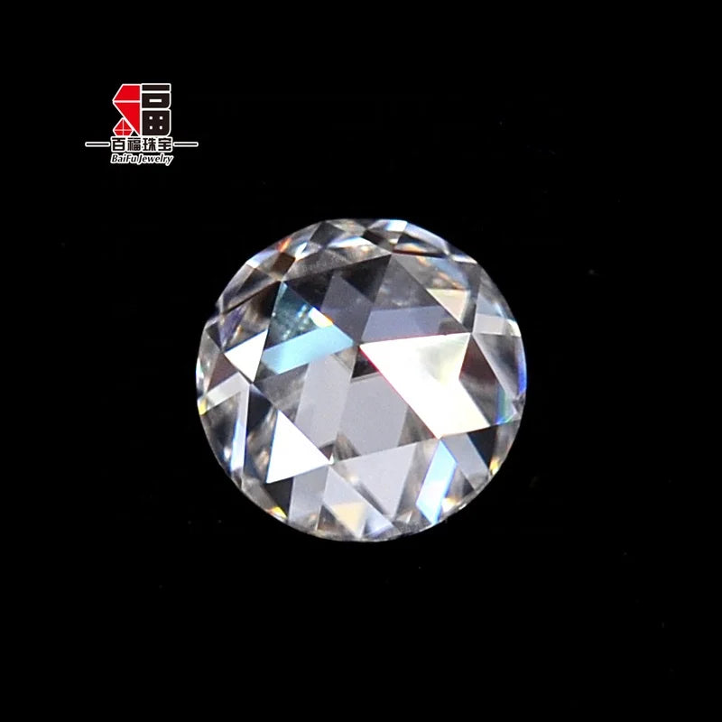 Baifu Flat Back  Rose Cut Flat Back Loose Moissanite Gemstone