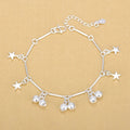 Fashion 925 Sterling Silver Frosted Beads Star Charm Bracelet for Women Jewelry