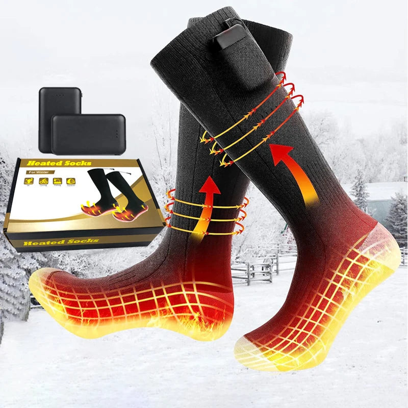 Wholesale Winter Warm Hot Electric Socks Women Men Thermal Heated Ski Socks Rechargeable Battery