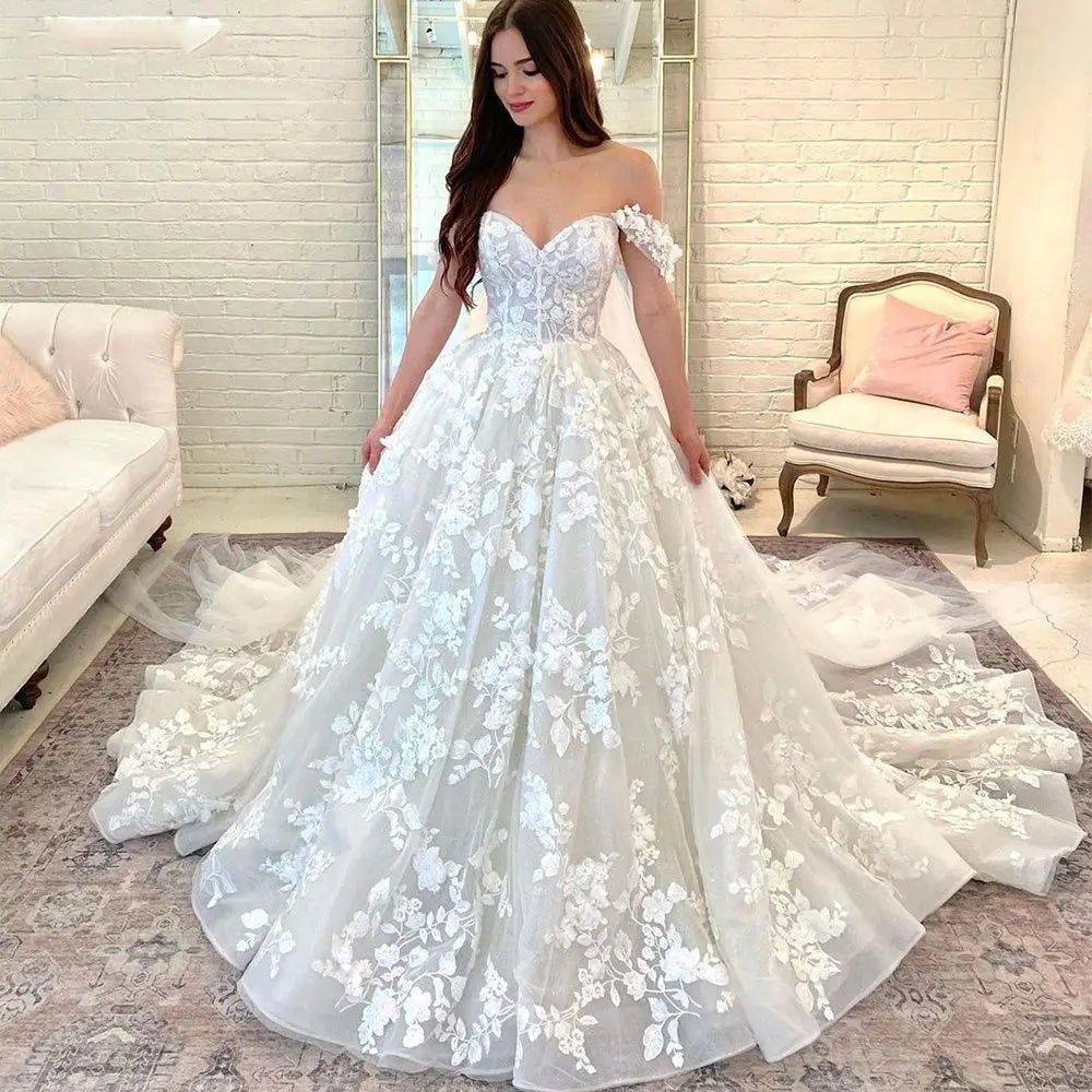 59210# Luxury French Summer Wedding Dress for Bride Tail Simple Elegant One Shoulder Retro Lace Main Wedding Dress