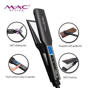 Wholesale Leather Box Private Label Red Hair Straightener Touch Screen 360 Degree Swivel Power Cord Hair Flat Iron