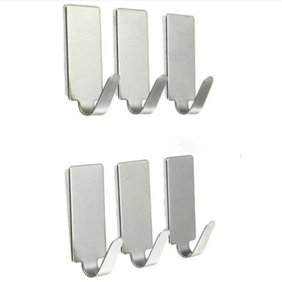 Heavy Duty Double Stainless Steel Adhesive Wall Hook Waterproof Metal Hooks for Home Living Room for Jewelry Tool Storage