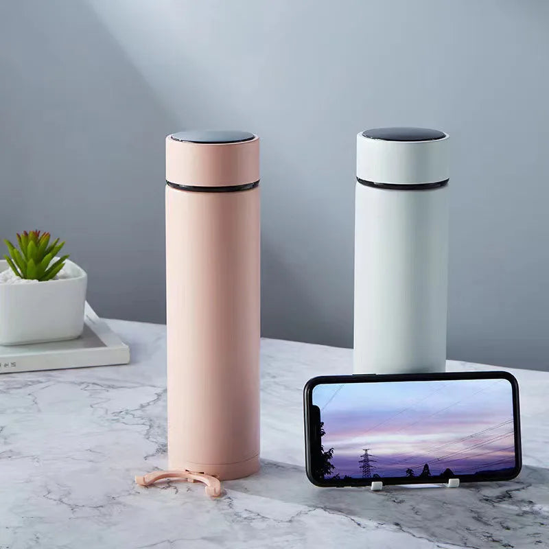 2025 New Smart 500ml Water Bottle Temperature Display Smart Water Bottle with Multi-function Mobile Phone Holder