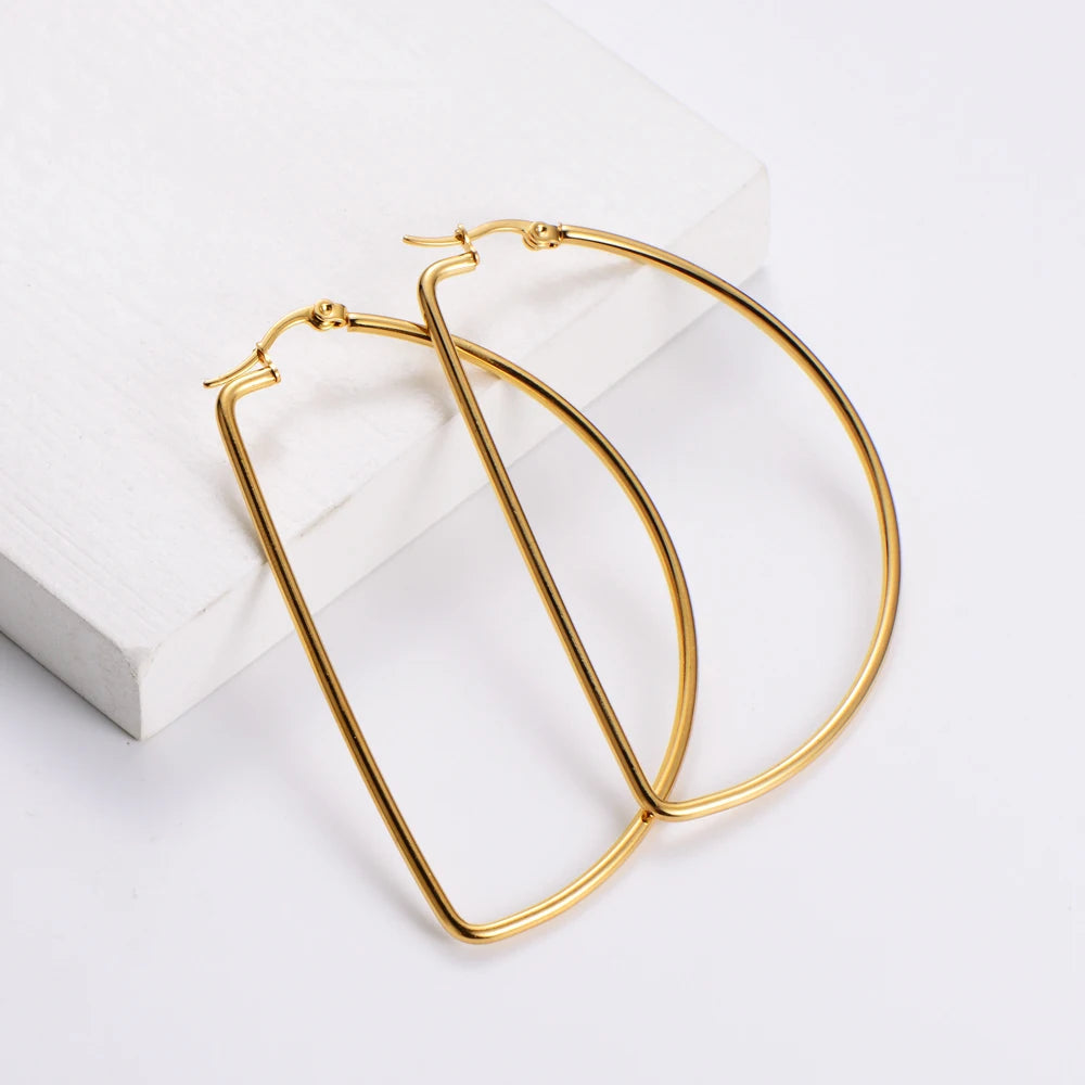Statement Stainless Steel Letter D extra Large Oversized Golden Hoop Earrings in Bulk