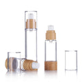Skincare Cosmetic Packaging 15ml 30ml 50ml Screw Refilled Empty Airless Serum Container Bamboo Lotion Pump Bottle