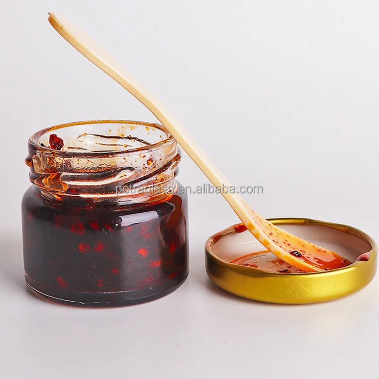 50ml Glass Honey Glass Bottle Jam Spice Jelly Food Storage Glass Bottle Screw Metal Lids Support Customize Logo Packaging Box